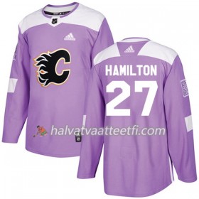 Miesten NHL Calgary Flames Pelipaita Dougie Hamilton 27 Adidas 2017-2018 Violetti Fights Cancer Practice Authentic